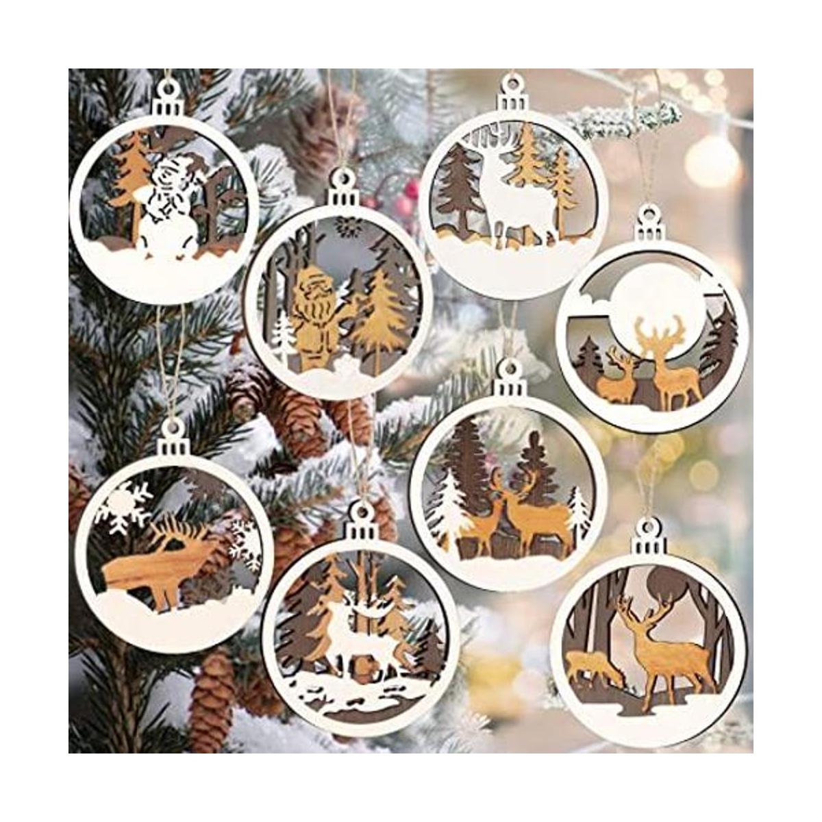 8 piezas de adornos de madera de Navidad adornos de