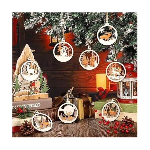 8 piezas de adornos de madera de Navidad adornos de