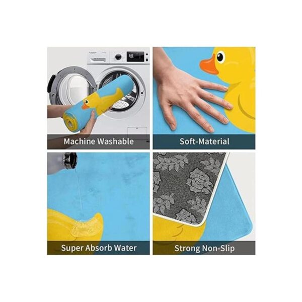 Alfombra de baño de goma azul pato de color amarillo