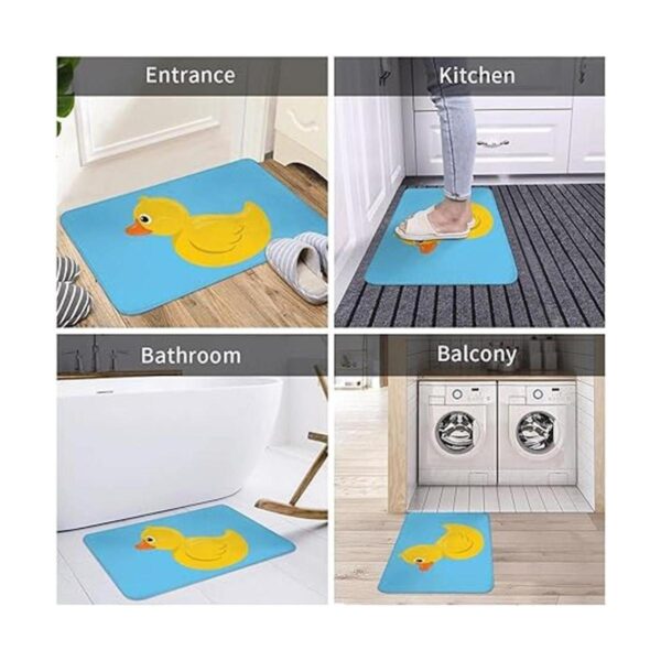 Alfombra de baño de goma azul pato de color amarillo