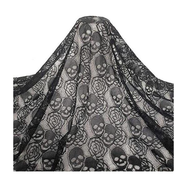 Tela de encaje de calavera negra 59 x 72 pulgadas encaje_1