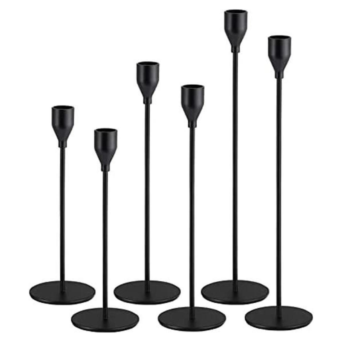 Portavelas de color negro mate juego de 6 portavelas