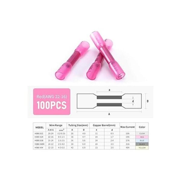 Conectores de cable termorretráctiles 100 piezas de 2216_2