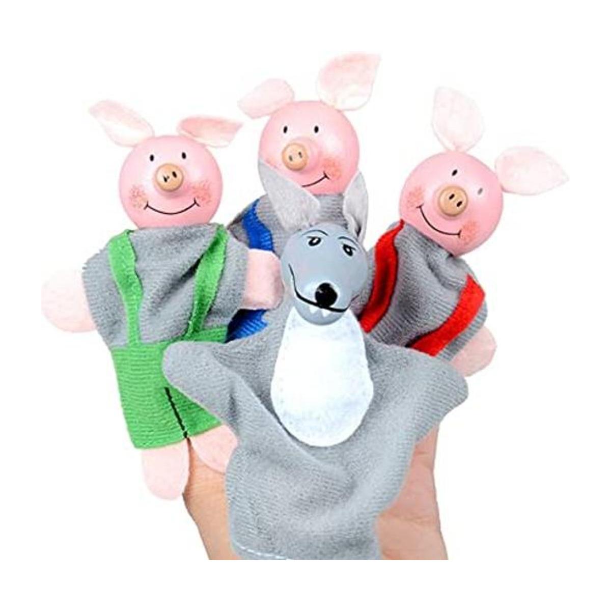Juguete de historia de marionetas de dedo de tres cerdos