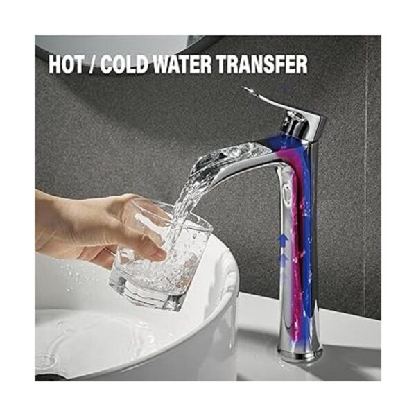 YUNDOOM Grifo de baño cromado para lavabo de baño con un_5