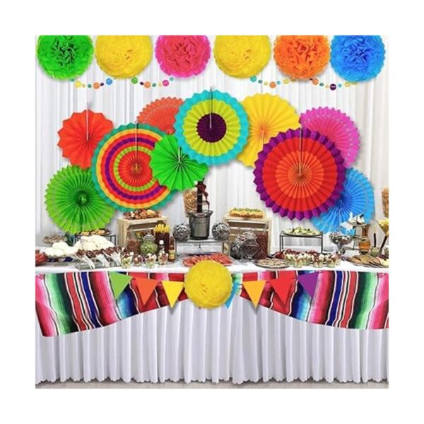 Decoraciones de papel coloridas 21 abanicos de papel