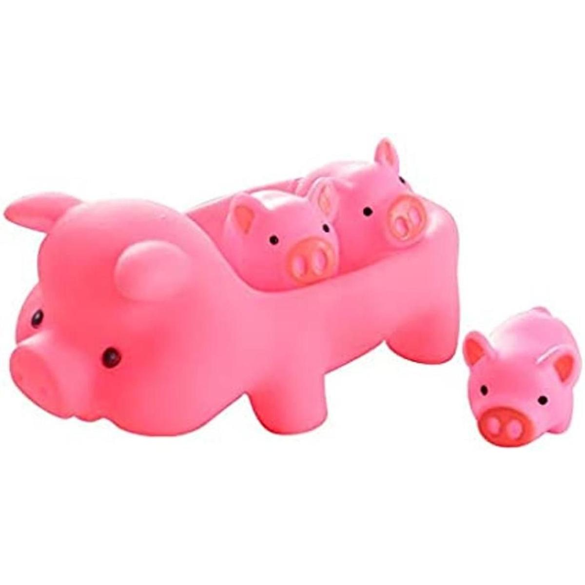 Juguetes de baño para bebé 4 unidades cerdo rosa de
