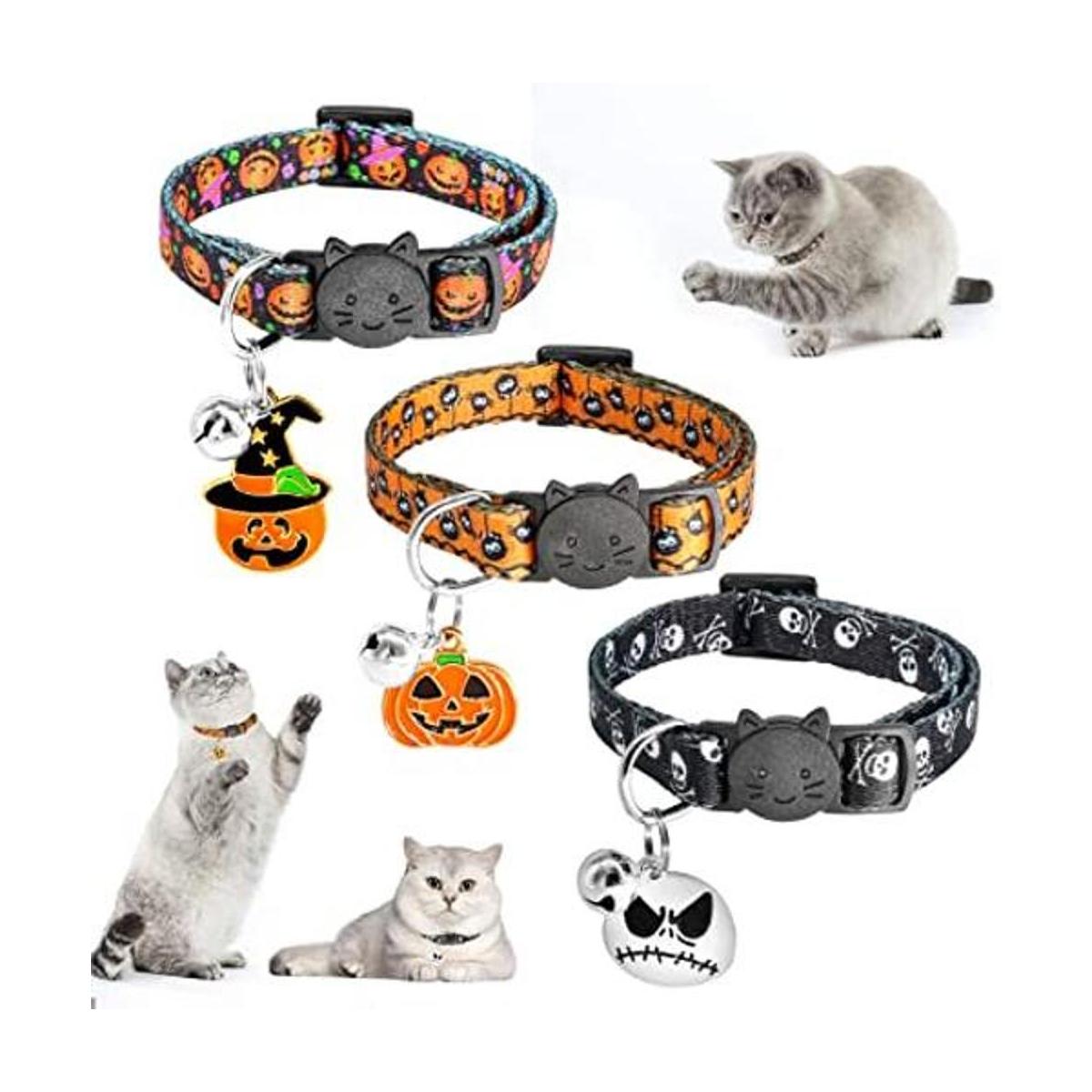 YUEPET 3 collares para gatos con campana calavera