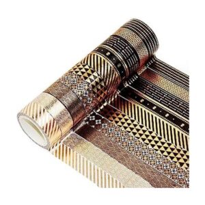 YUBX Juego de 10 rollos de cinta washi de color negro y_1