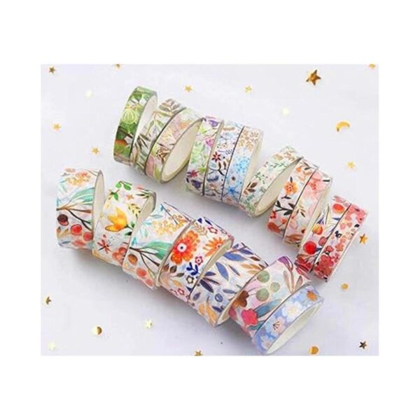YUBX Juego de 18 rollos de cinta washi floral dorada VSCO_5