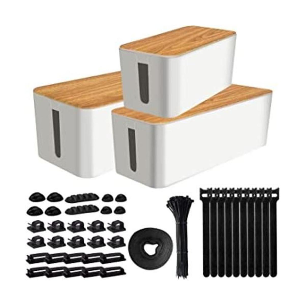 Paquete de 3 cajas de gestión de cables con 141 kit de