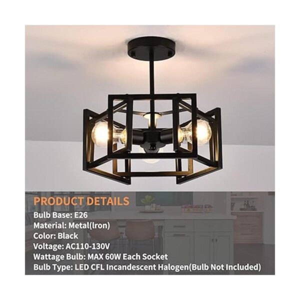 Lámpara de techo industrial de 3 luces montaje_2
