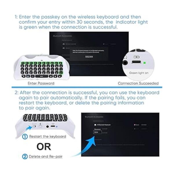 Teclado inalámbrico para controlador PS5 Bluetooth 3.0