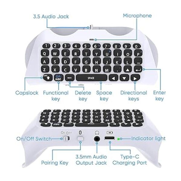 Teclado inalámbrico para controlador PS5 Bluetooth 3.0