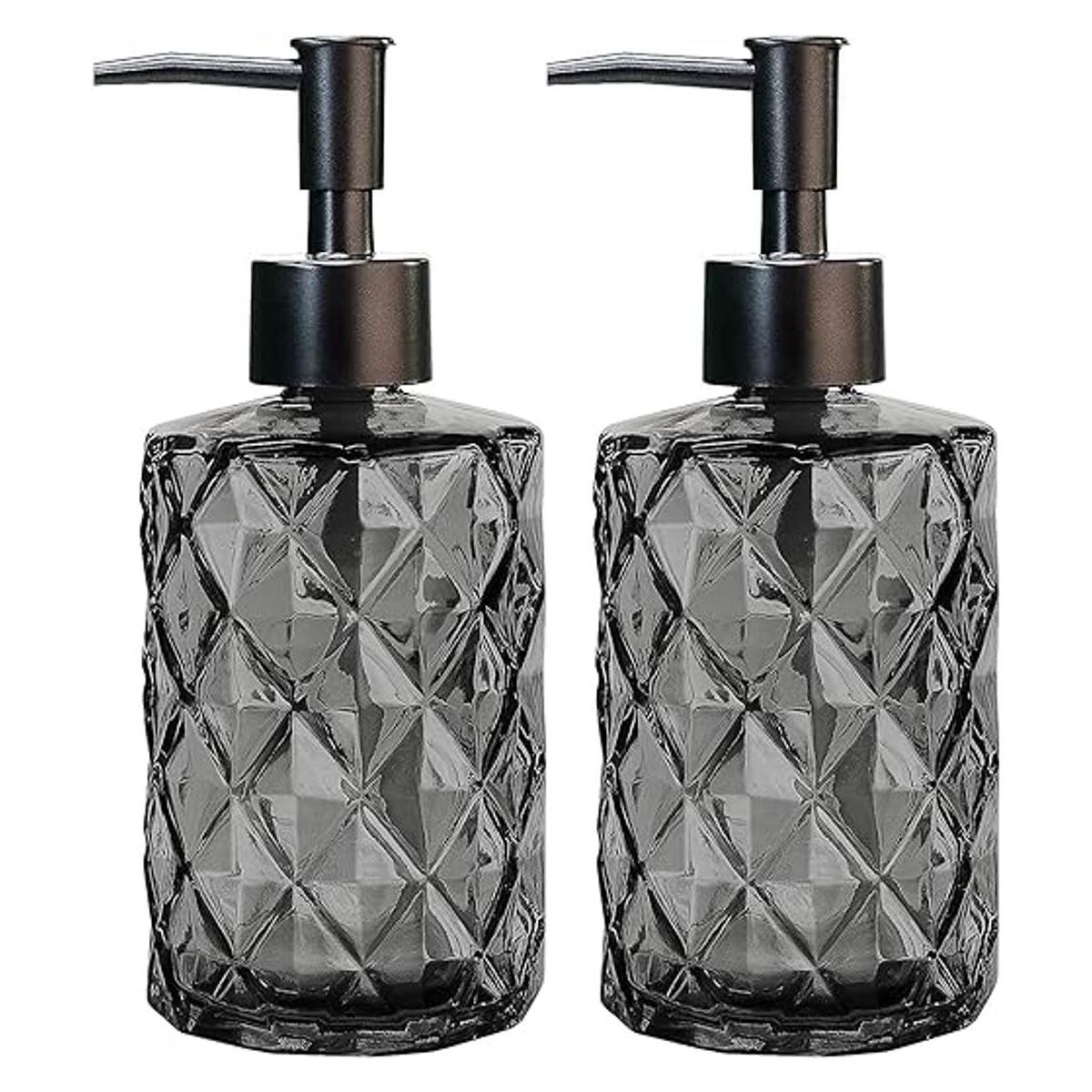 Juego de 2 dispensadores de jabón de vidrio para baño