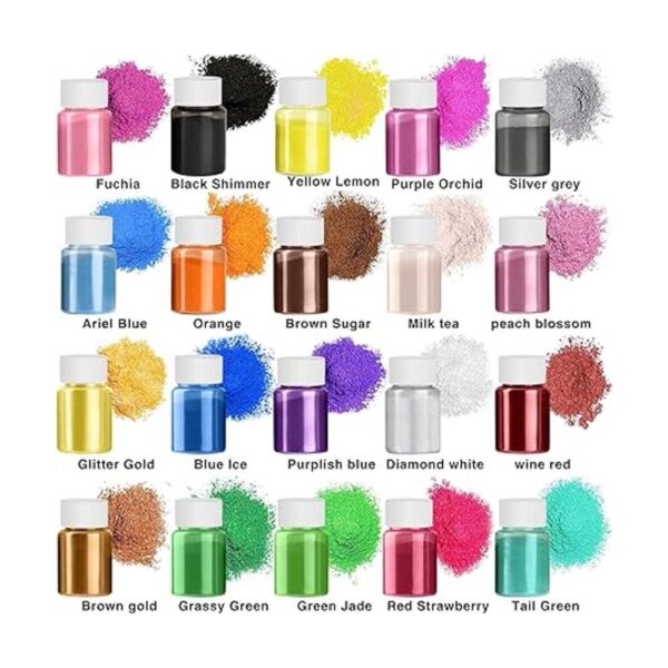 YSMNDE Pigmento de resina en polvo de mica 20 colores