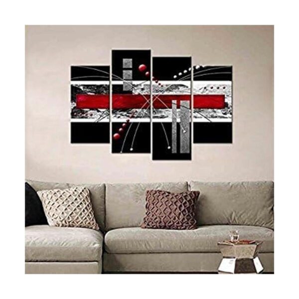 Arte de pared grande en lienzo negro y rojo 4 paneles_2