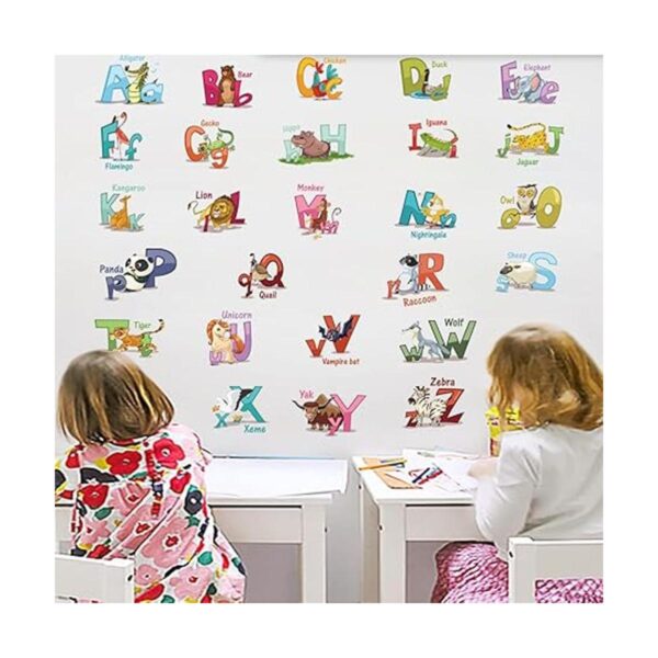 Calcomanías de pared coloridas del abecedario de animales_3