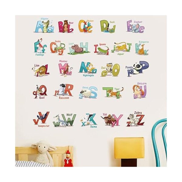 Calcomanías de pared coloridas del abecedario de animales_5