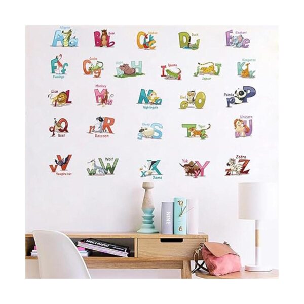 Calcomanías de pared coloridas del abecedario de animales_4