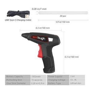 Wertough Pistola de pegamento inalámbrica de