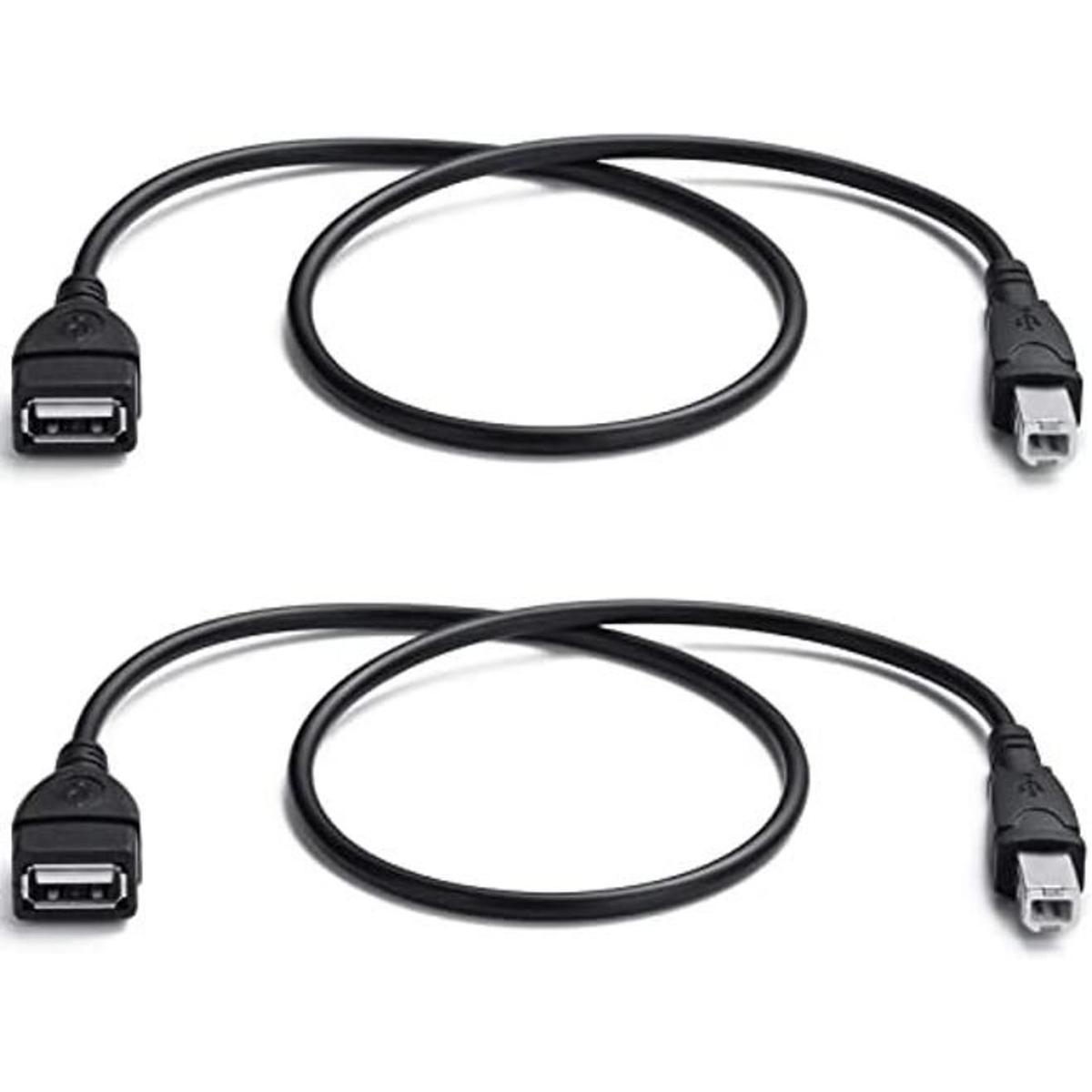 Paquete de 2 cables USB 2.0 A hembra a USB B macho para
