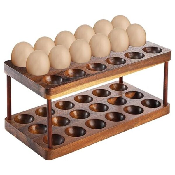 YOUEON Soporte para huevos de madera de acacia con doble_1