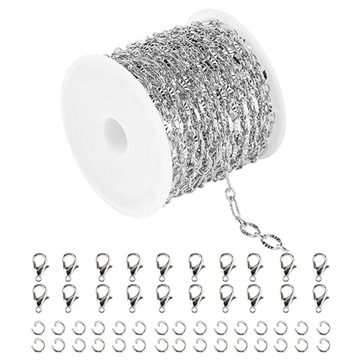 YOUBEIYEE Cadenas chapadas en plata de 16.4 pies cadenas