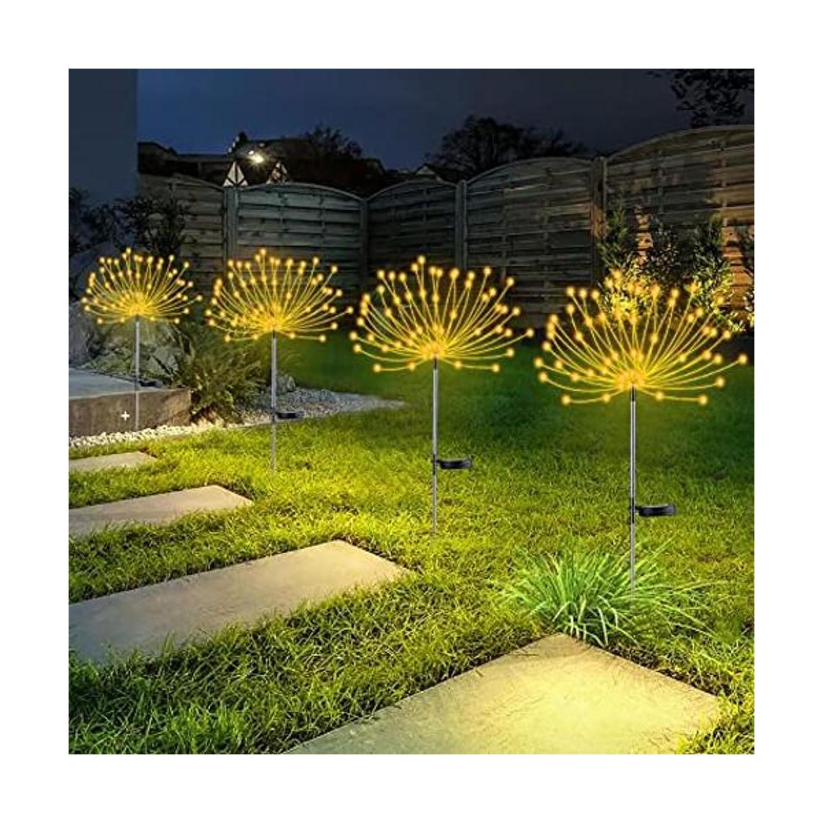 4 luces solares de fuegos artificiales luces decorativas