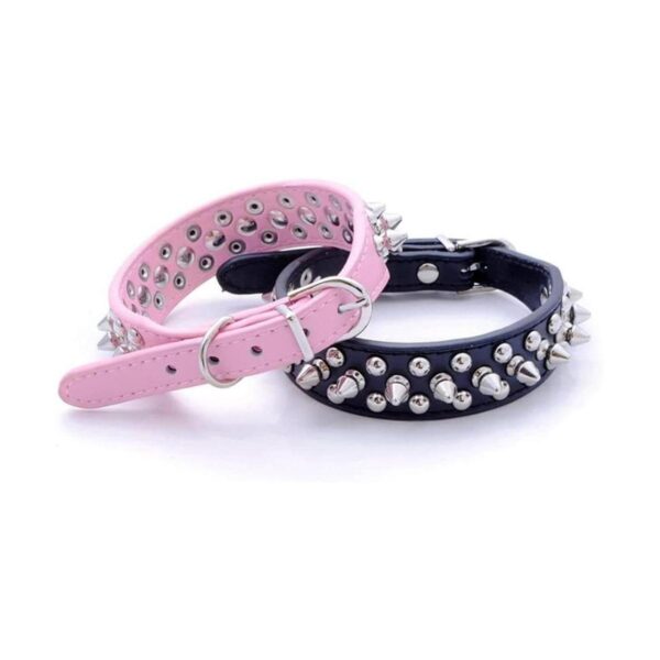 Collar de perro con púas de piel sintética suave con