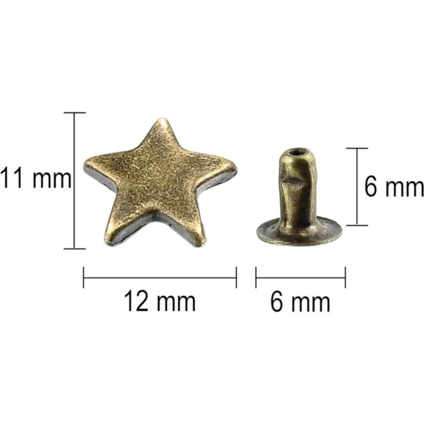 100 juegos de remaches de estrella de bronce de 0.472 in