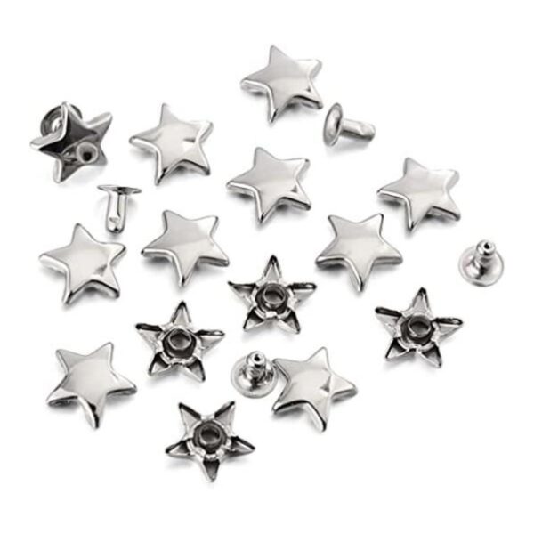 100 juegos de remaches de estrella de plata de 0.472 in
