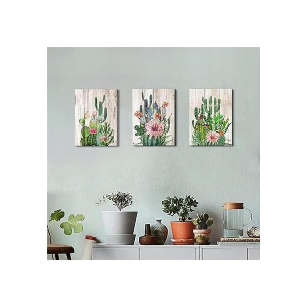 Arte de pared bohemia con cactus para decorar el baño el_5
