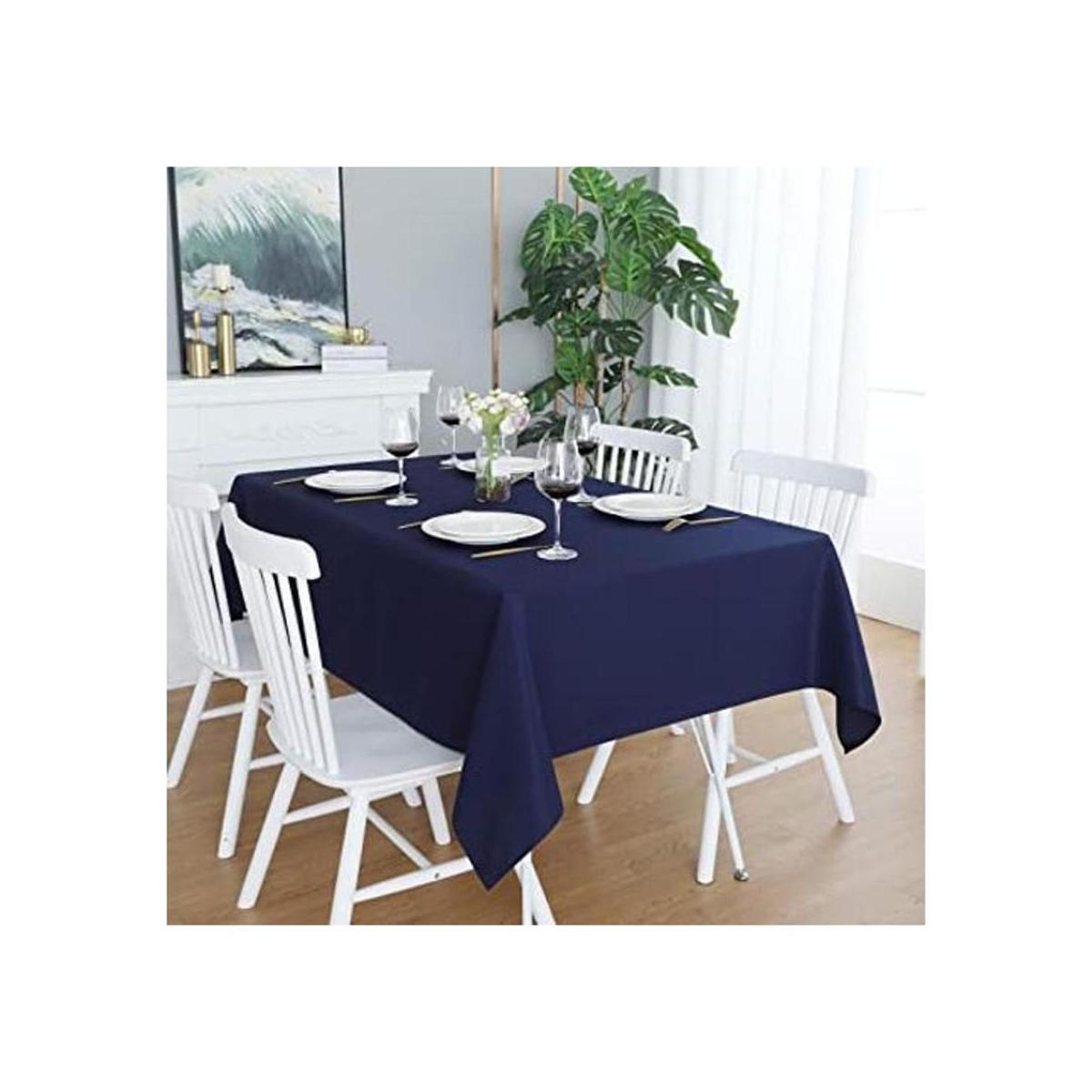 Mantel rectangular azul marino resistente sin arrugas