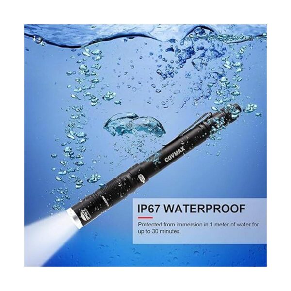 Linterna recargable IP67 impermeable con clip de bolsillo_2