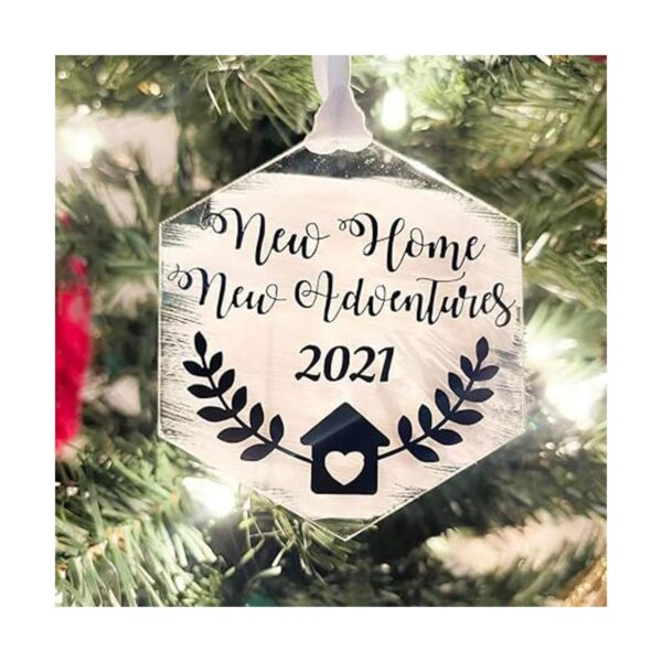 Adornos de Navidad de acrílico hexagonales transparentes