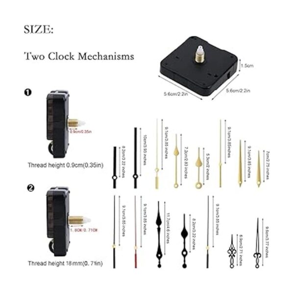 Kit de mecanismo de reloj de cuarzo 2 piezas mecanismo
