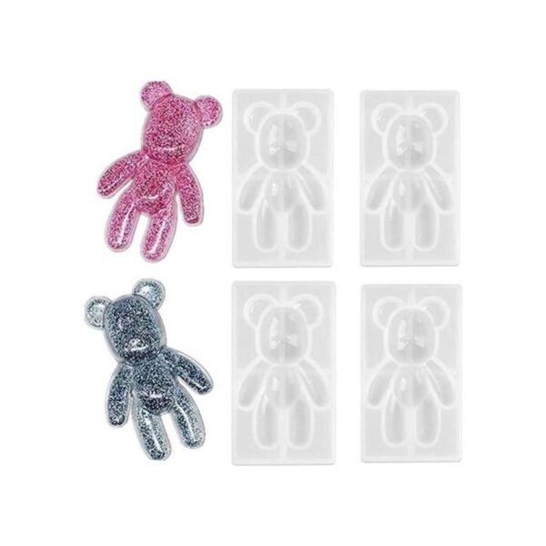 Moldes de resina 4 piezas de molde de oso de peluche 3D_1