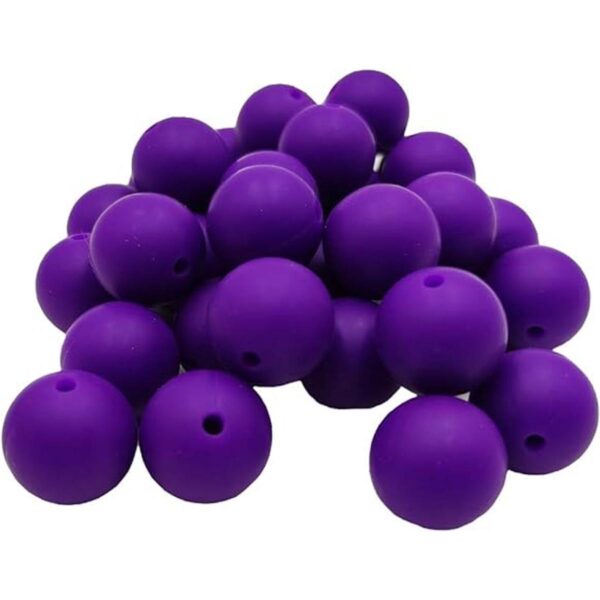 100 cuentas redondas de silicona de color morado clásico