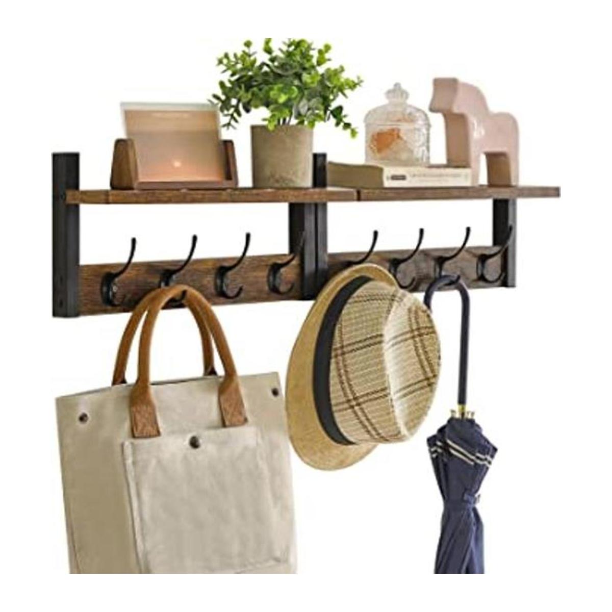 YMYNY Coat Rack Shelf Wall Mounted Coat Hooks Set of 2