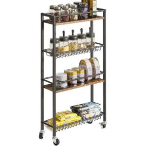 YMYNY Slim Kitchen Storage Rolling Cart 4Tier Utility_1