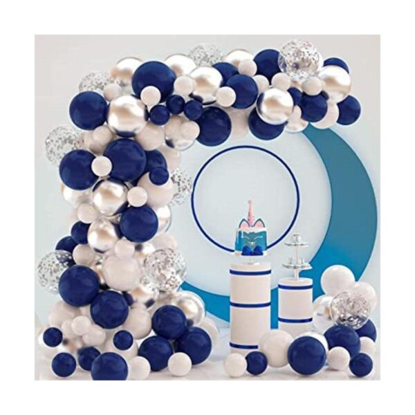 Juego de guirnalda de globos azul marino y plateado._1
