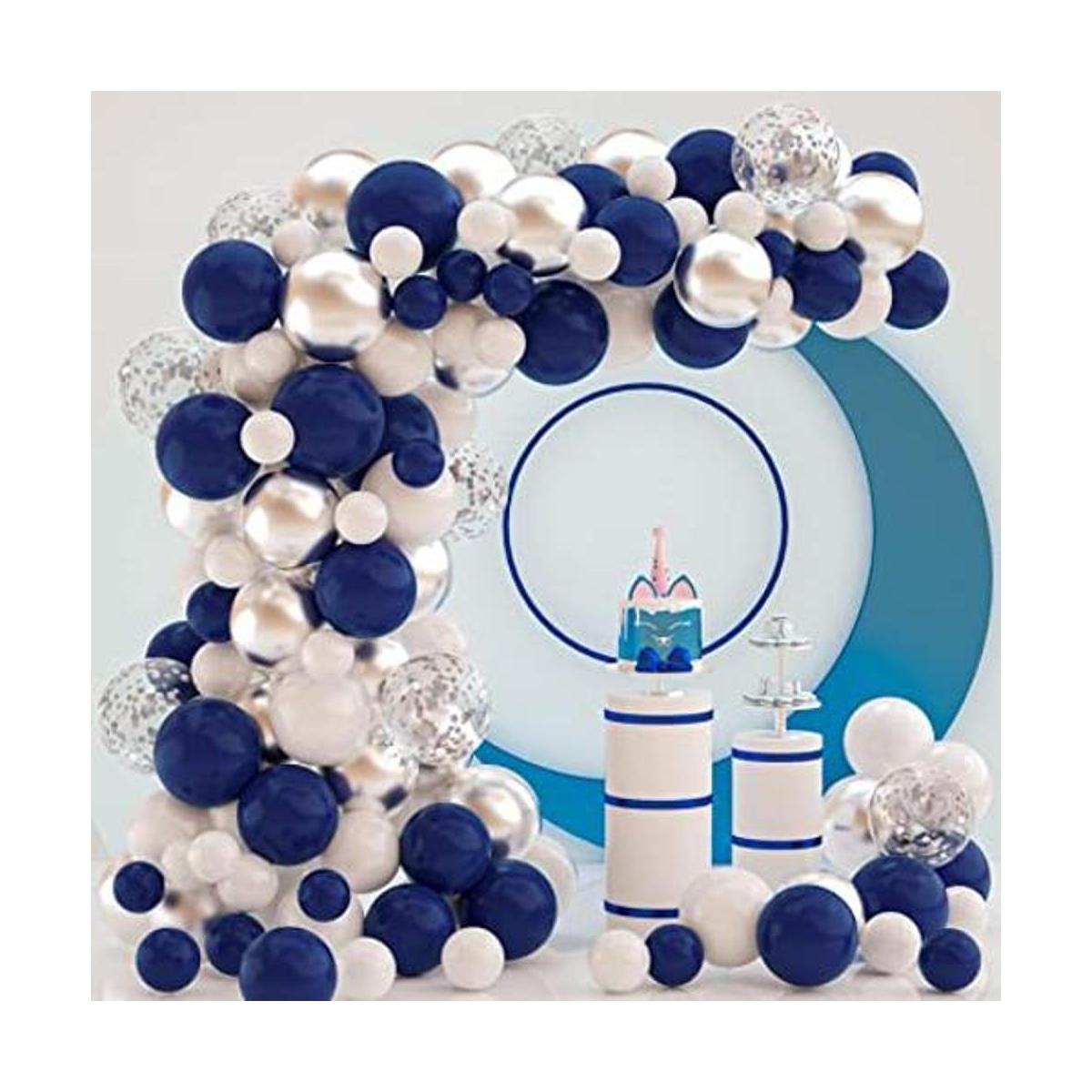 Juego de guirnalda de globos azul marino y plateado.