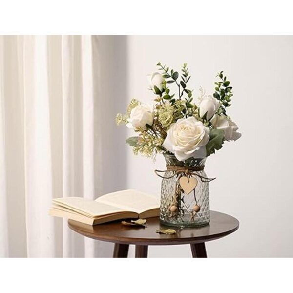 Cozzi Codi Flores artificiales con jarrón rosas de seda_2