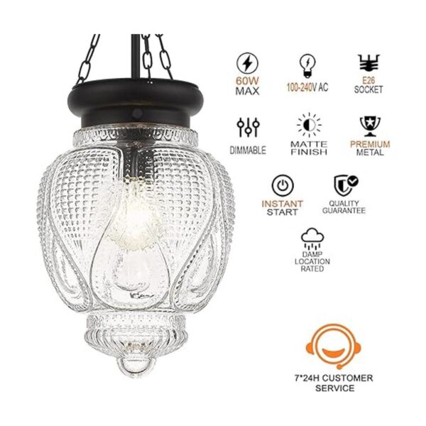 OIYIO Lámpara colgante de cristal negro vintage para isla_2