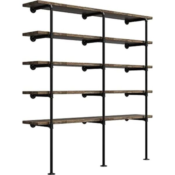 Estante industrial de tubo de hierro retro para montaje en
