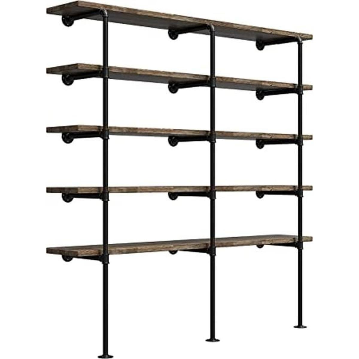 Estante industrial de tubo de hierro retro para montaje en