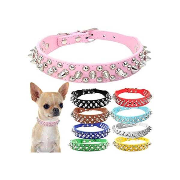 DOGGYZSTYLE Collar de perro de cuero remache con clavos_1