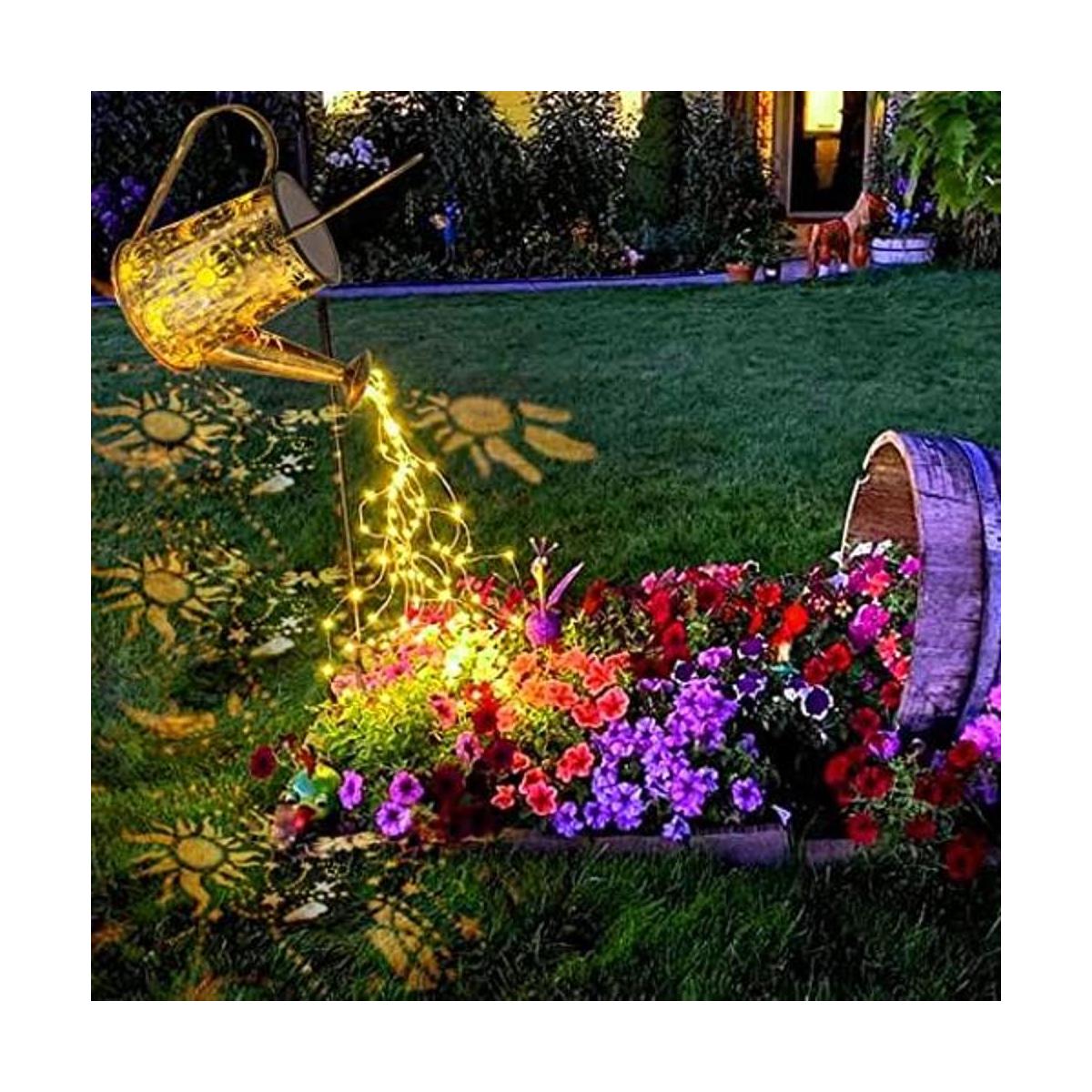 ANGMLN Solar Watering Can with Lights Solar Waterfall