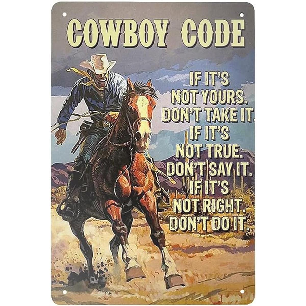 Letrero de metal de vaquero código de vaquero letrero de